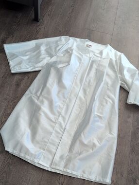 White Graduation Gown with Front Zip